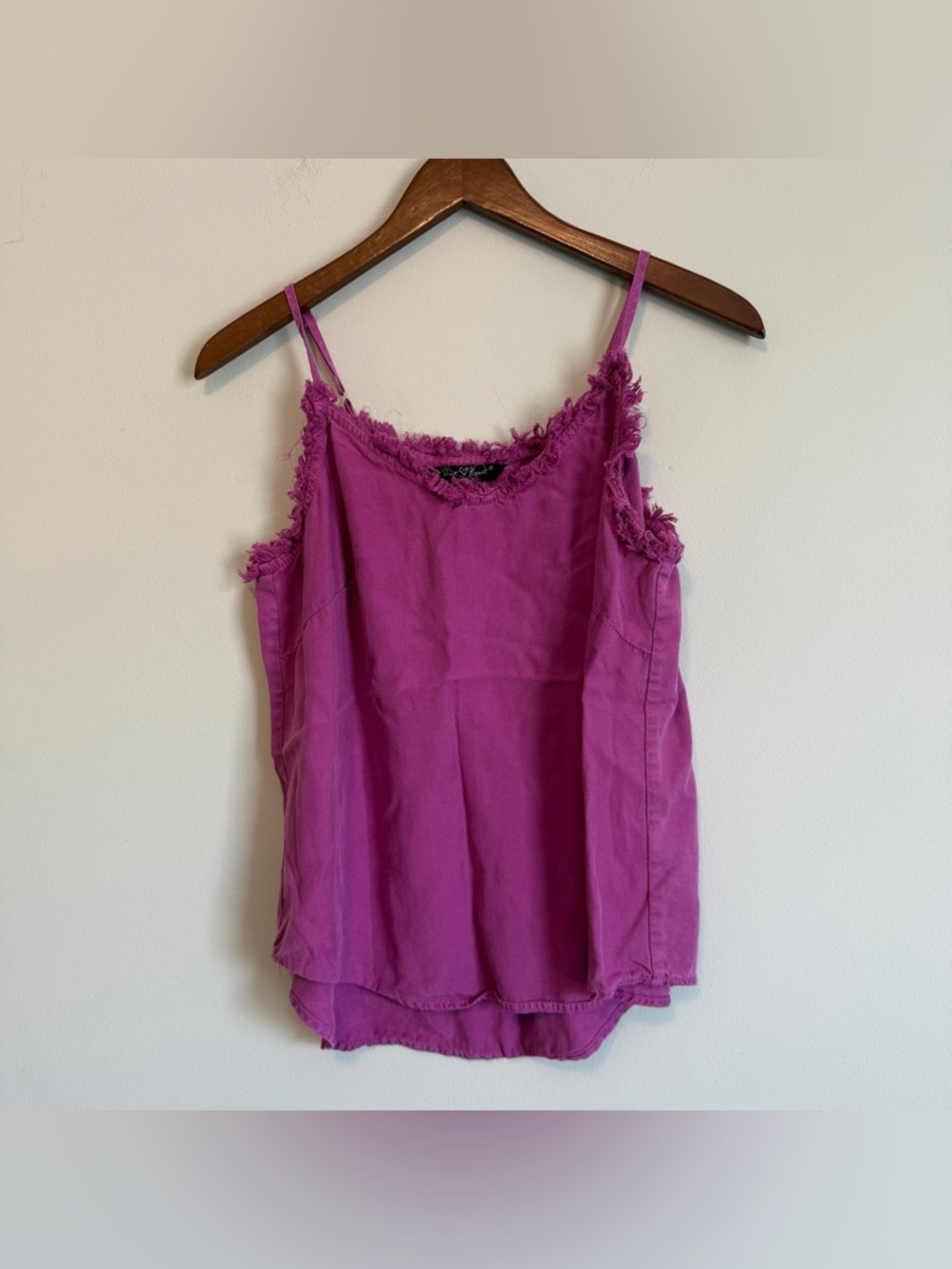 Y2K Cami Tank Top Women S Raw Fringe Purple Pink 100% Tencel Fairy Whimsigoth